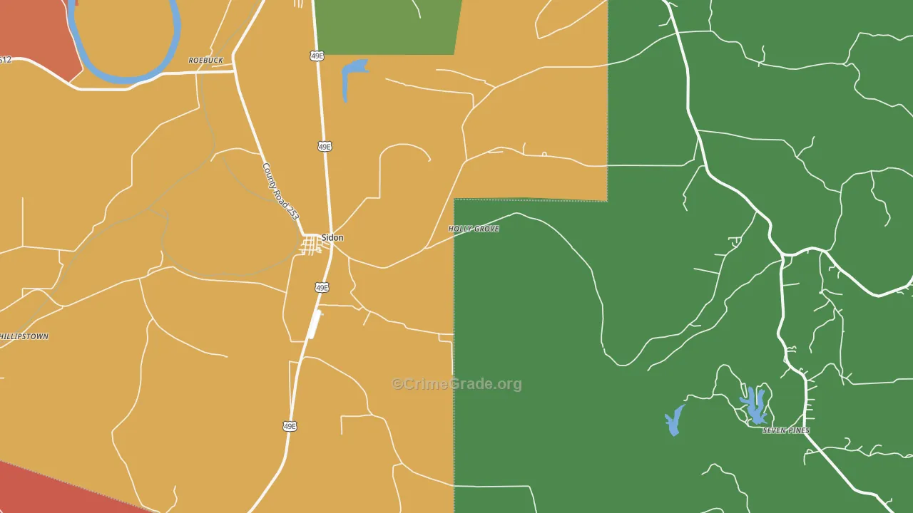 Sidon, MS Map of Drug-Related Crime Rates