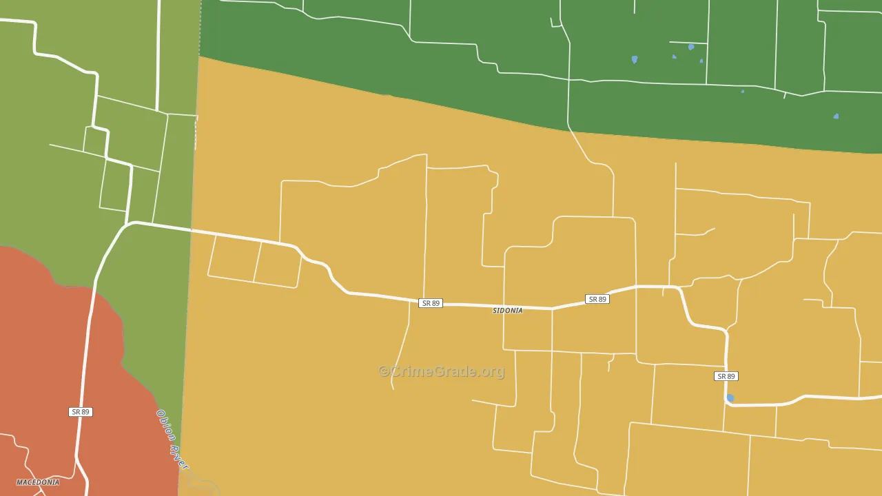 Sidonia, TN Map of Drug-Related Crime Rates