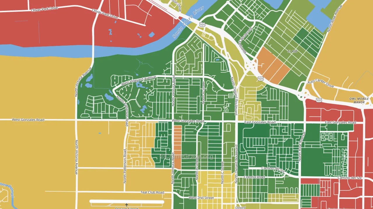 Sierra Linda, Oxnard, CA Map of Drug-Related Crime Rates