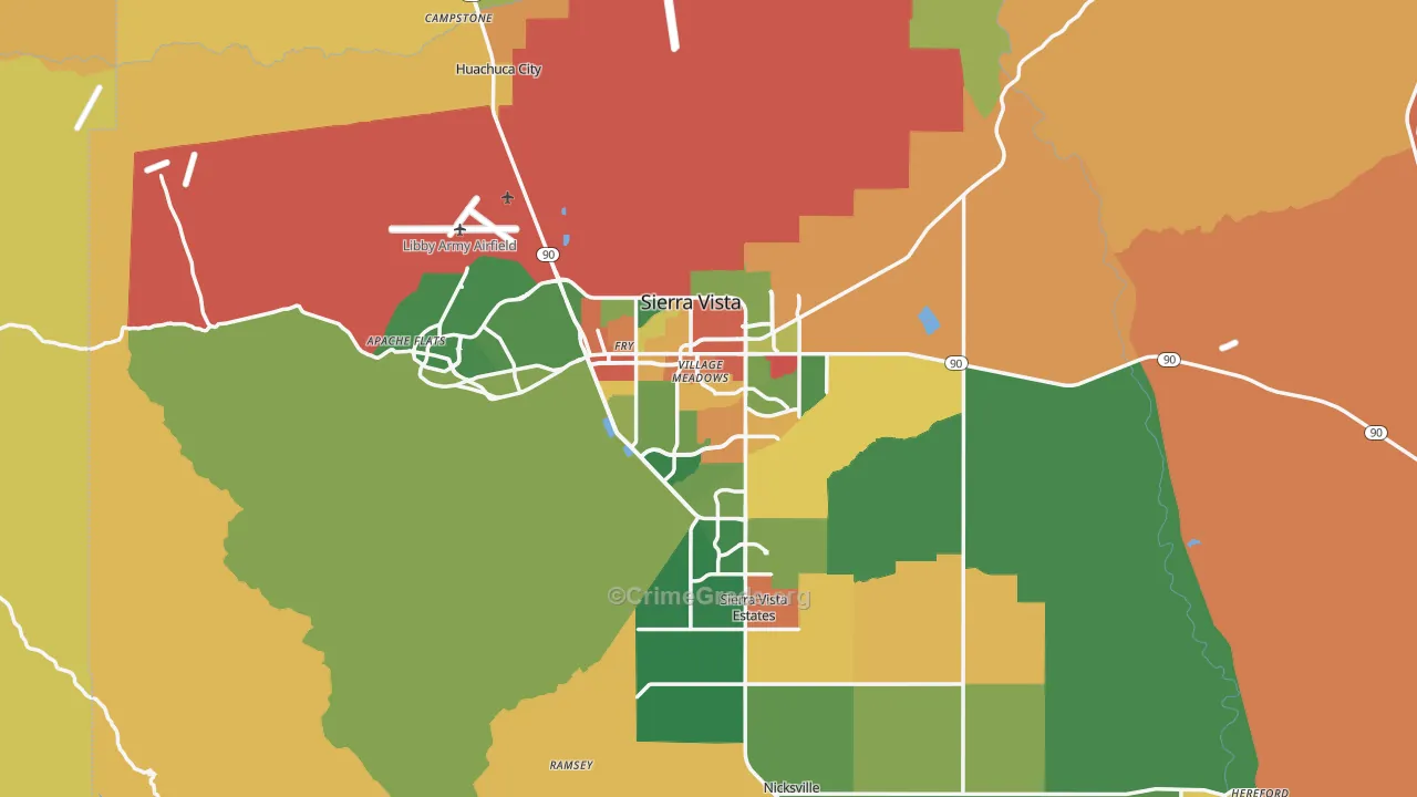 Sierra Vista, AZ Map of Drug-Related Crime Rates