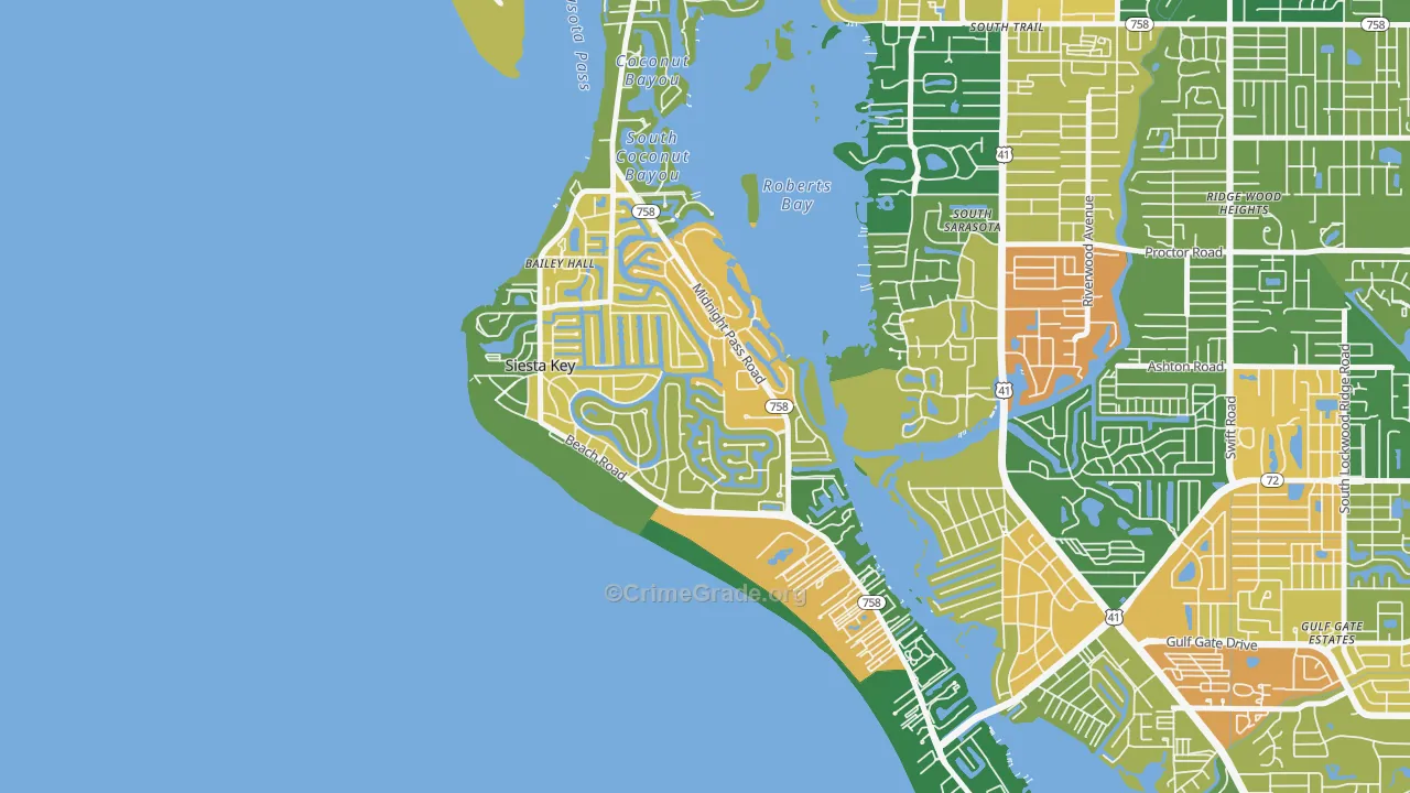 Siesta Key, FL Map of Drug-Related Crime Rates