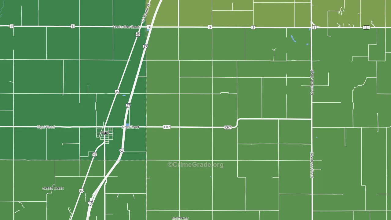 Sigel, IL Map of Drug-Related Crime Rates