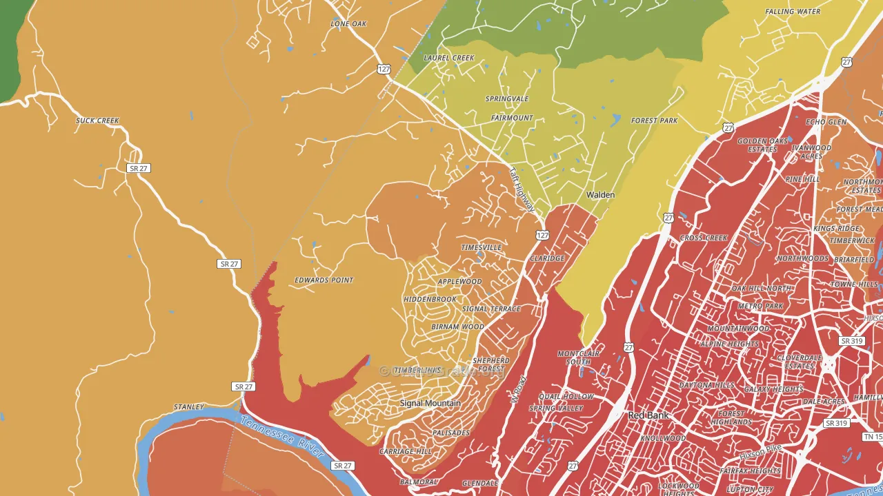 Signal Mountain, TN Map of Drug-Related Crime Rates