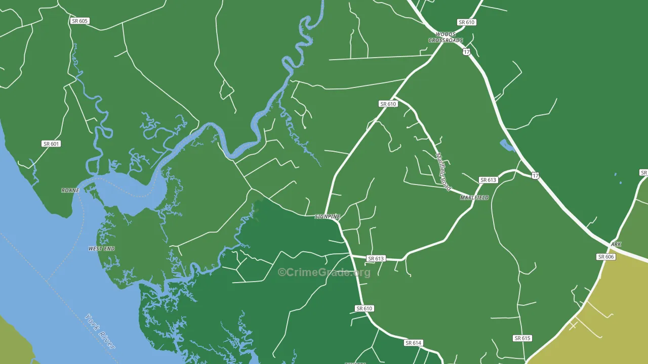 Signpine, VA Map of Drug-Related Crime Rates