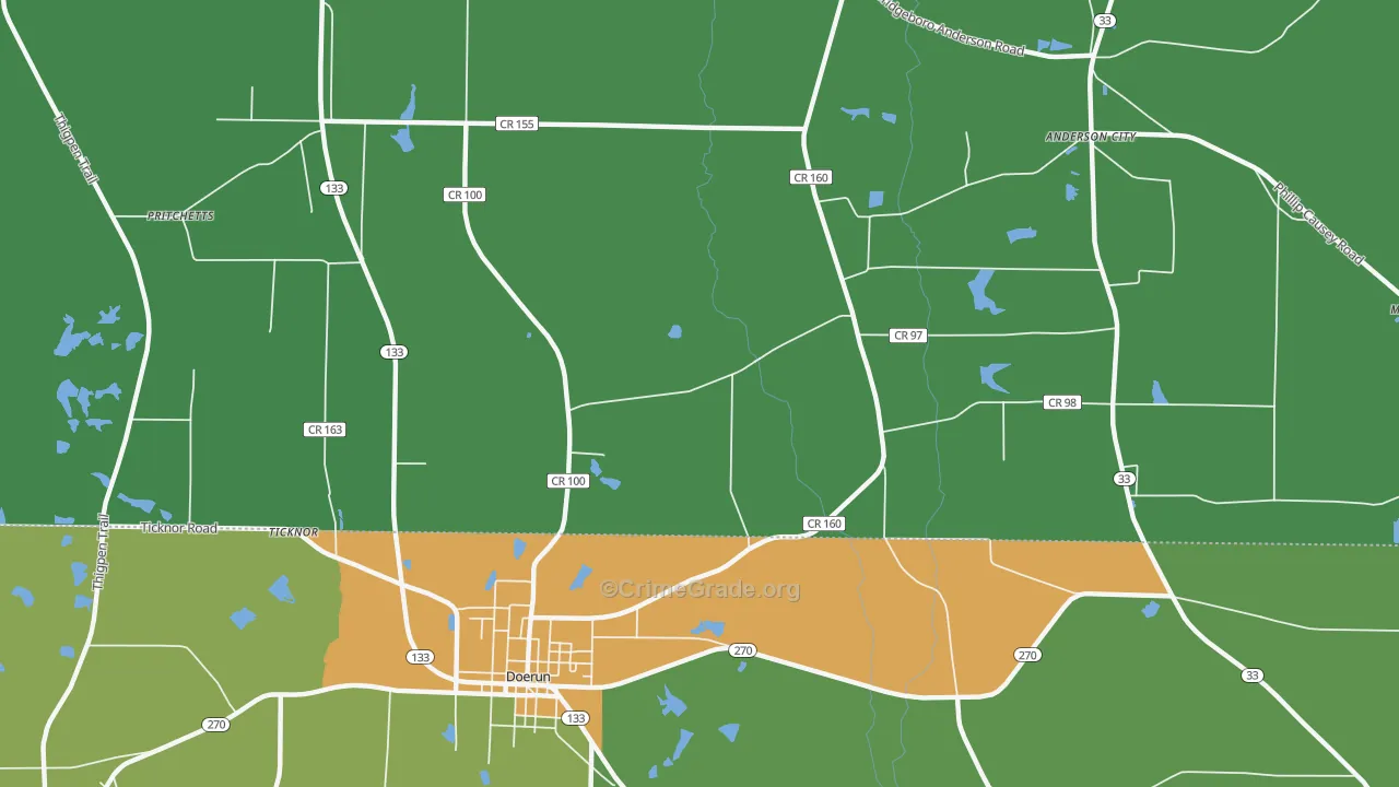 Sigsbee, GA Map of Drug-Related Crime Rates