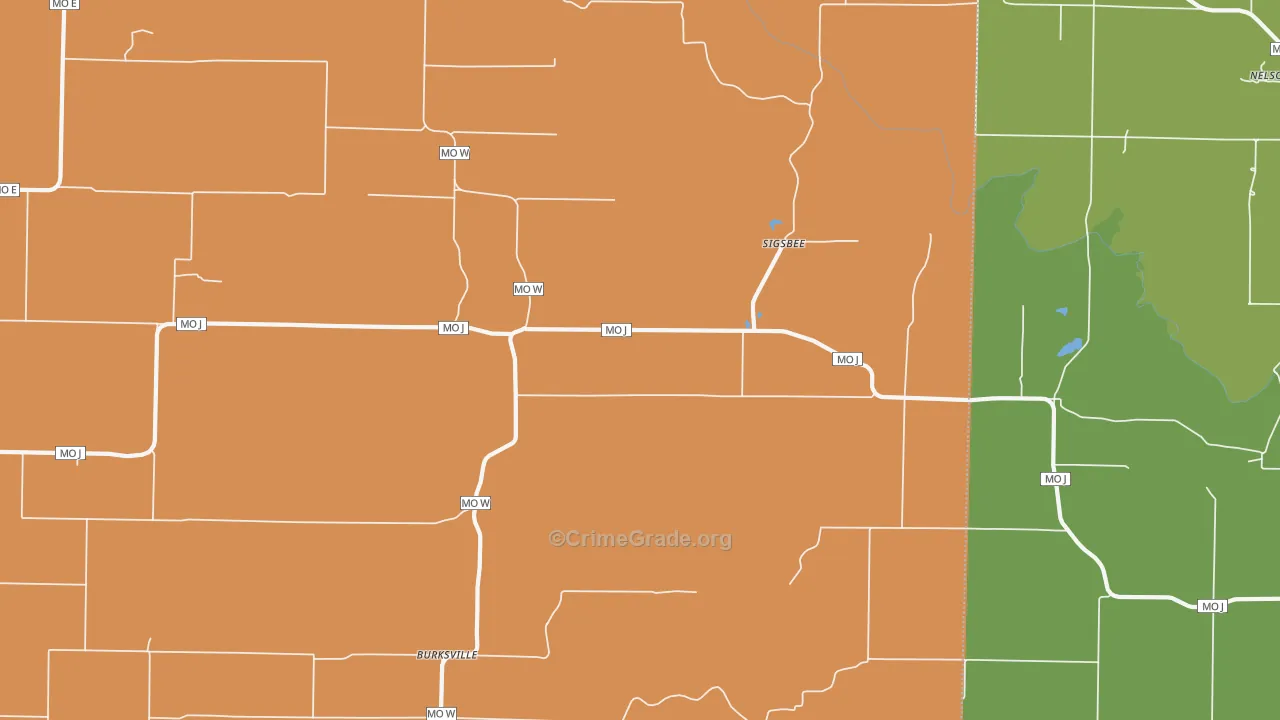 Sigsbee, MO Map of Drug-Related Crime Rates