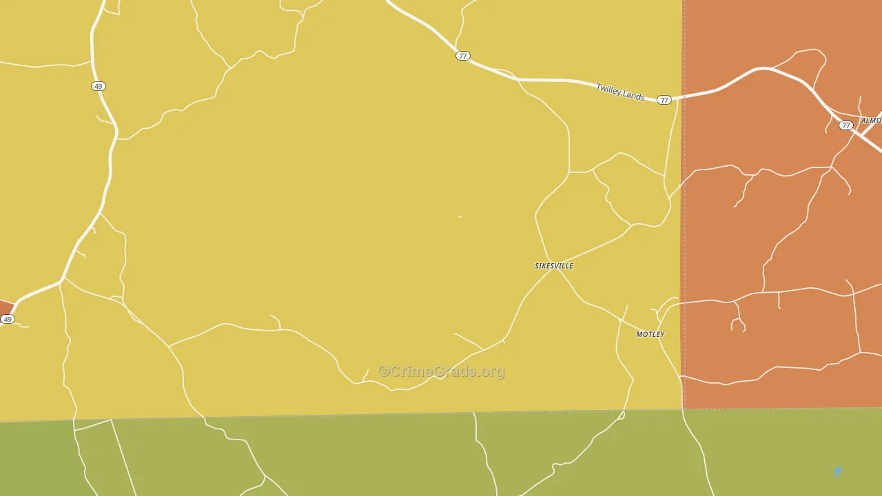 Sikesville, AL Map of Drug-Related Crime Rates
