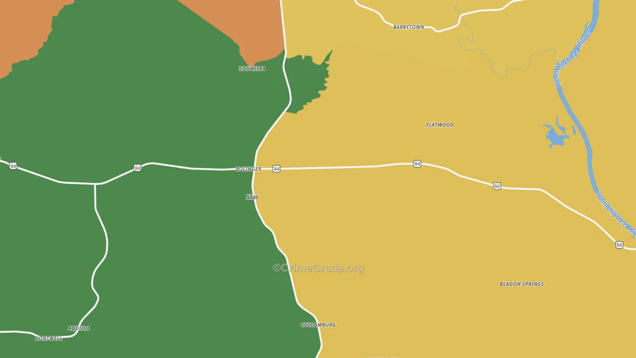 Silas, AL Map of Drug-Related Crime Rates