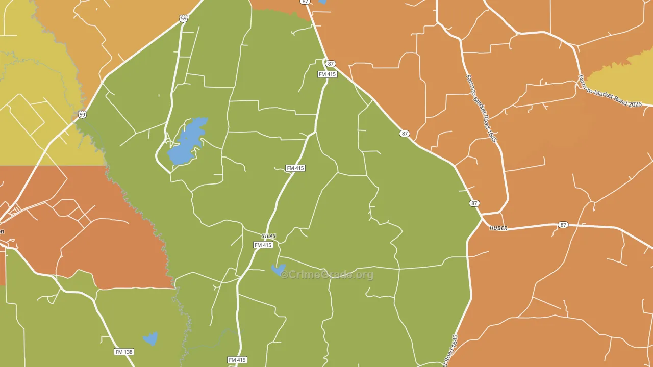 Silas, TX Map of Drug-Related Crime Rates