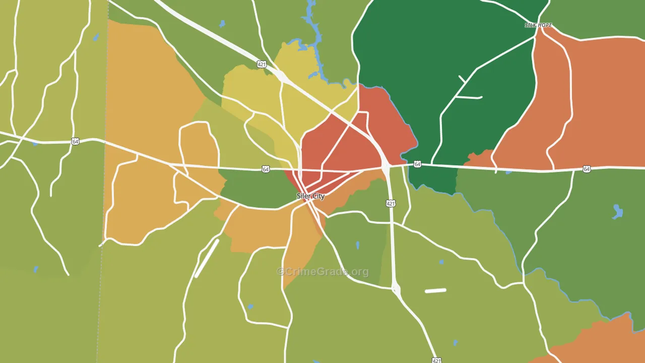 Siler City, NC Map of Drug-Related Crime Rates