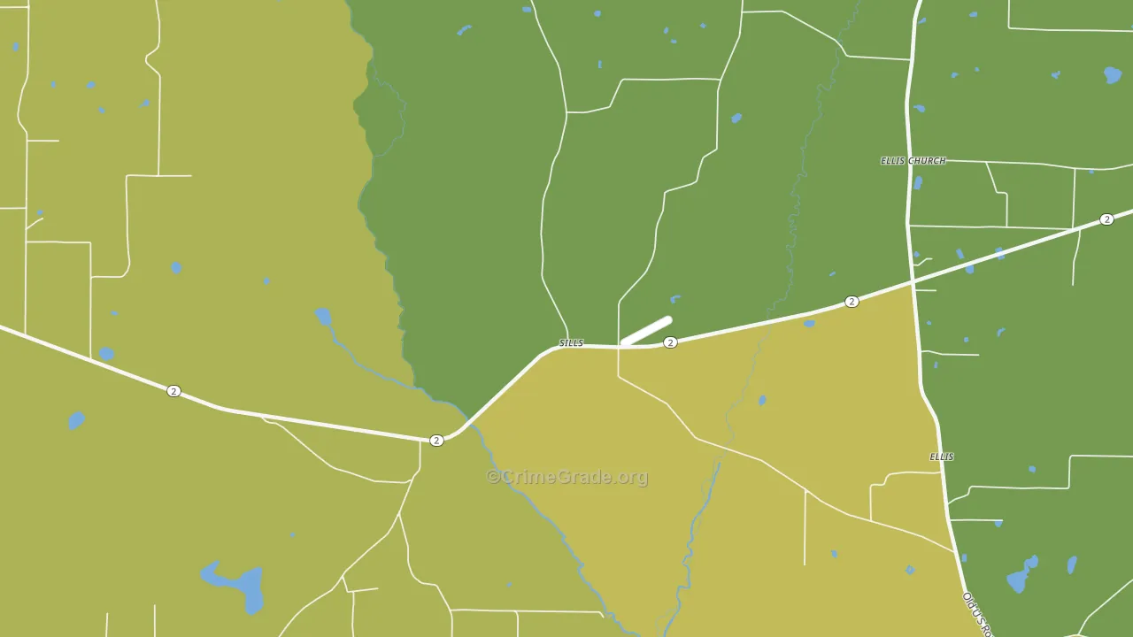 Sills, FL Map of Drug-Related Crime Rates