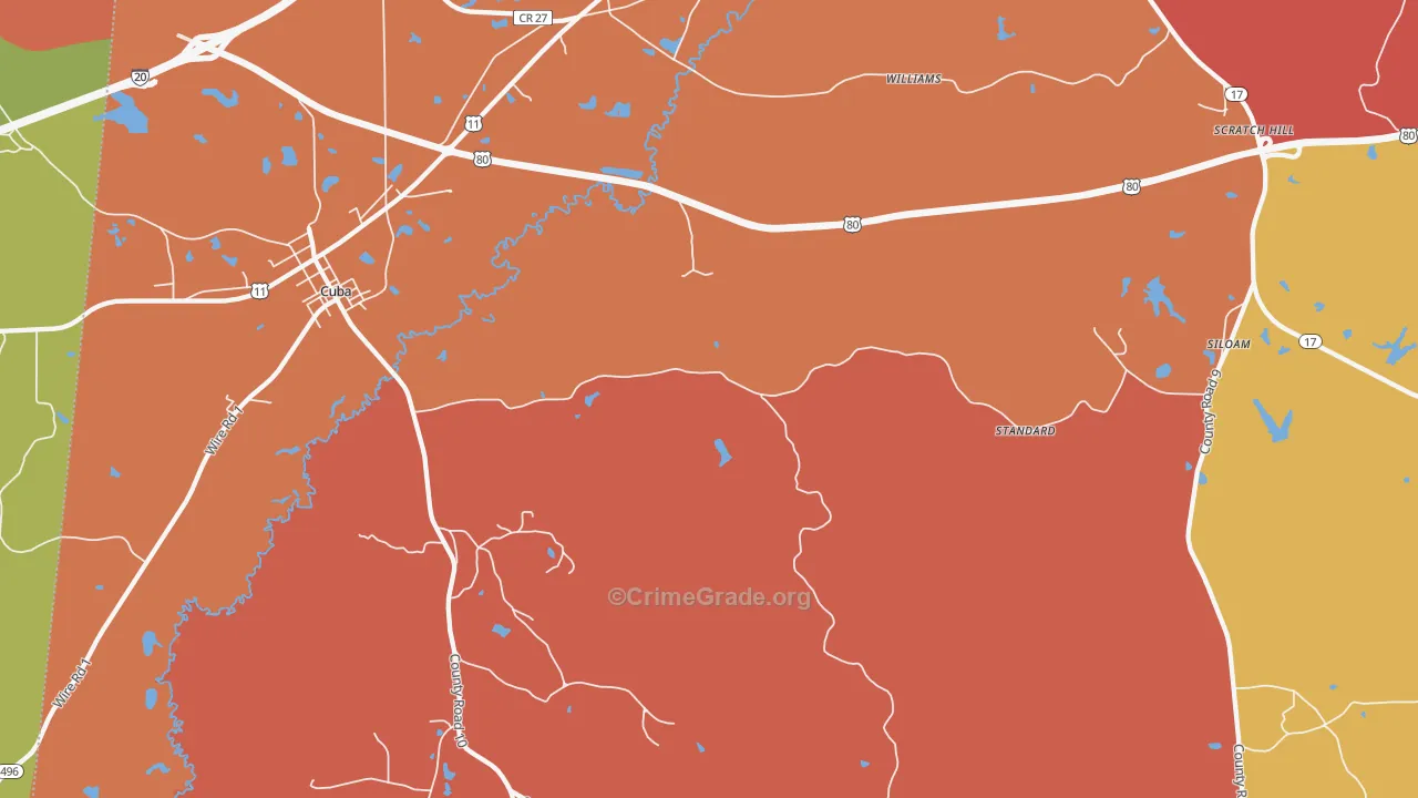 Siloam, AL Map of Drug-Related Crime Rates