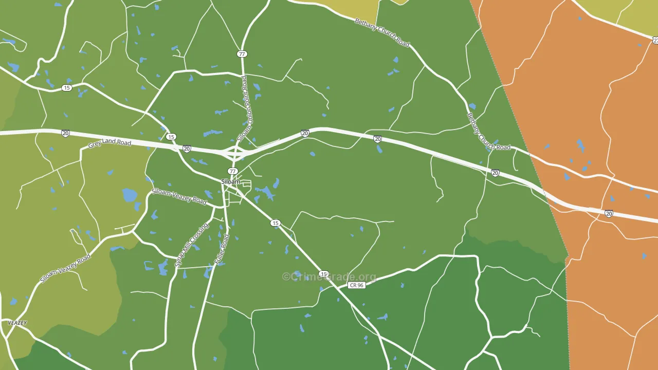 Siloam, GA Map of Drug-Related Crime Rates
