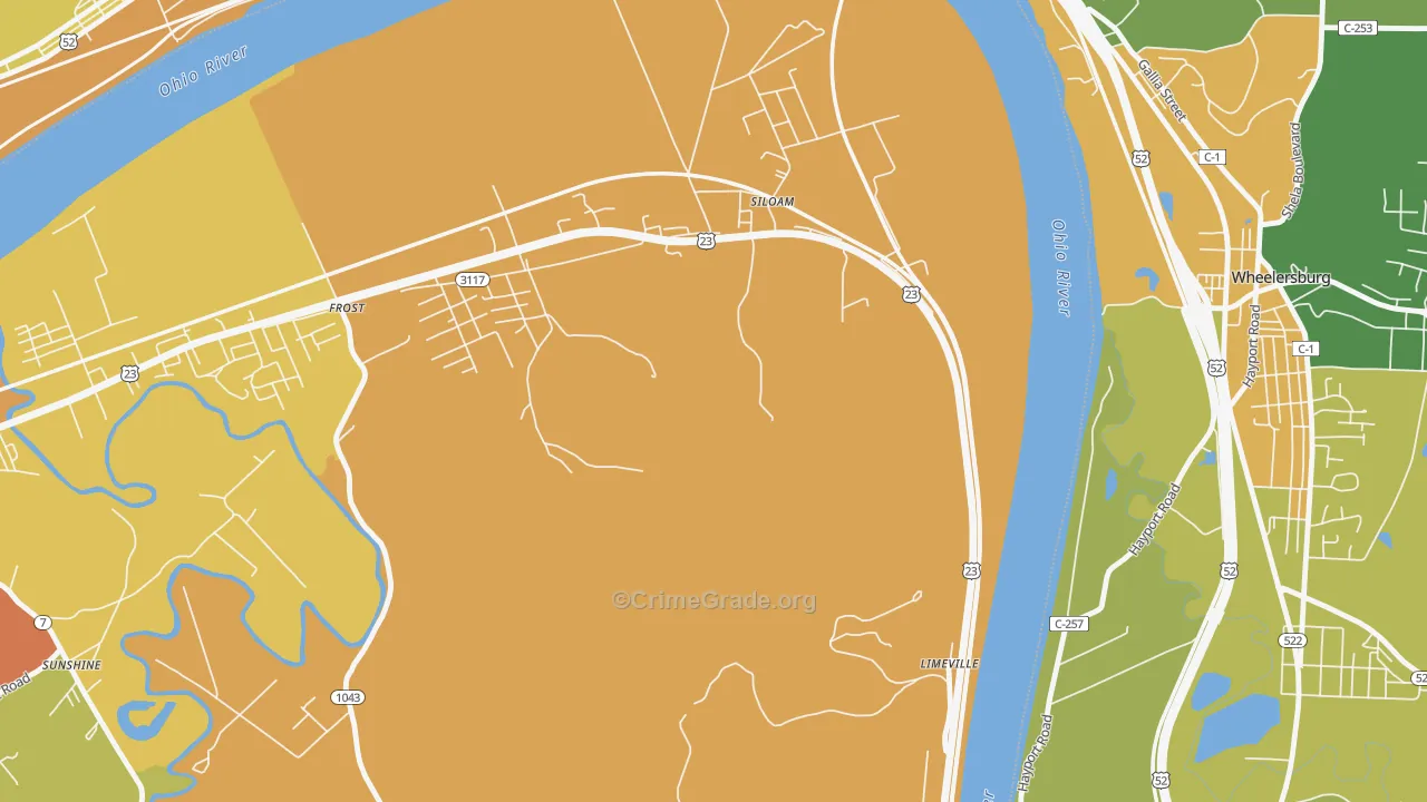 Siloam, KY Map of Drug-Related Crime Rates