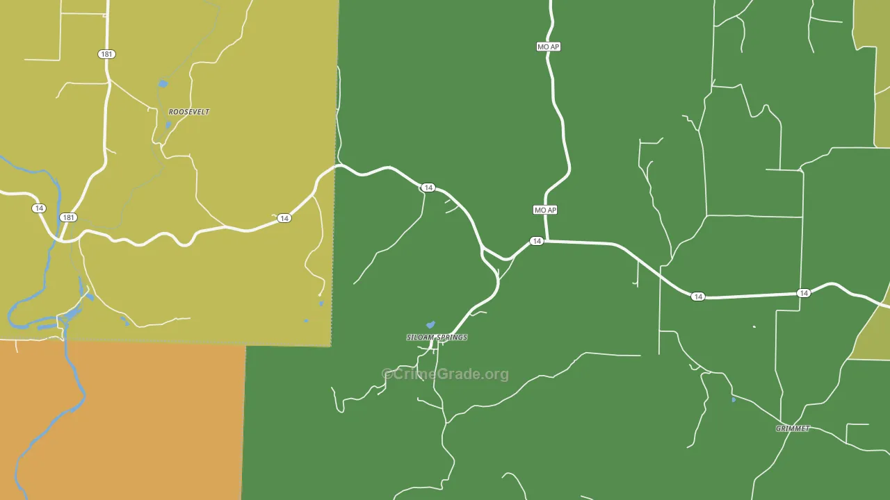Siloam Springs, MO Map of Drug-Related Crime Rates