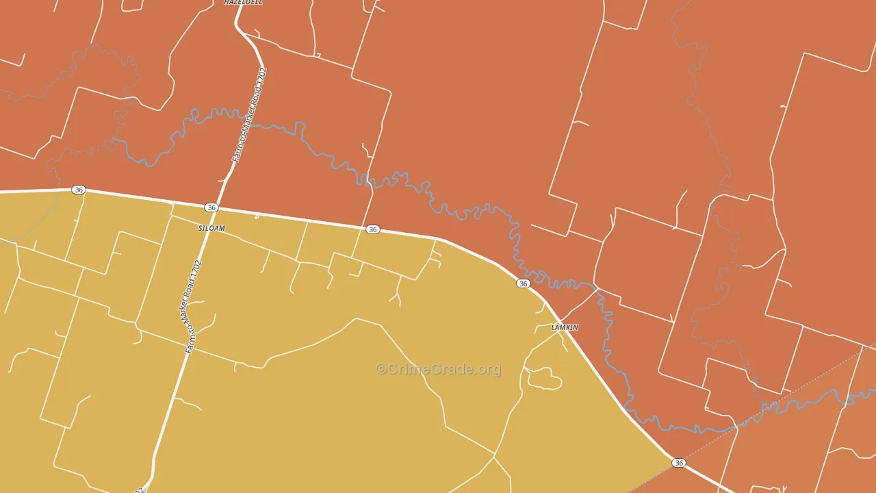 Siloam, TX Map of Drug-Related Crime Rates