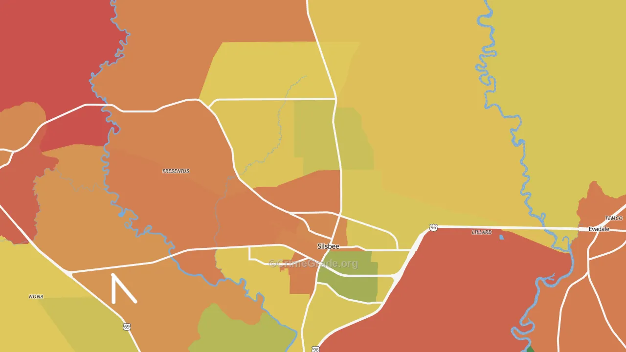 Silsbee, TX Map of Drug-Related Crime Rates