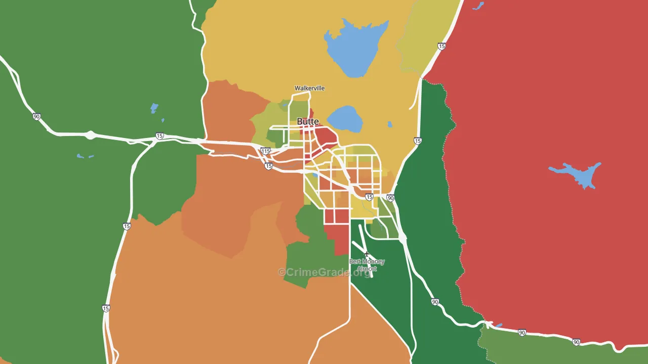 Silver Bow County, MT Map of Drug-Related Crime Rates