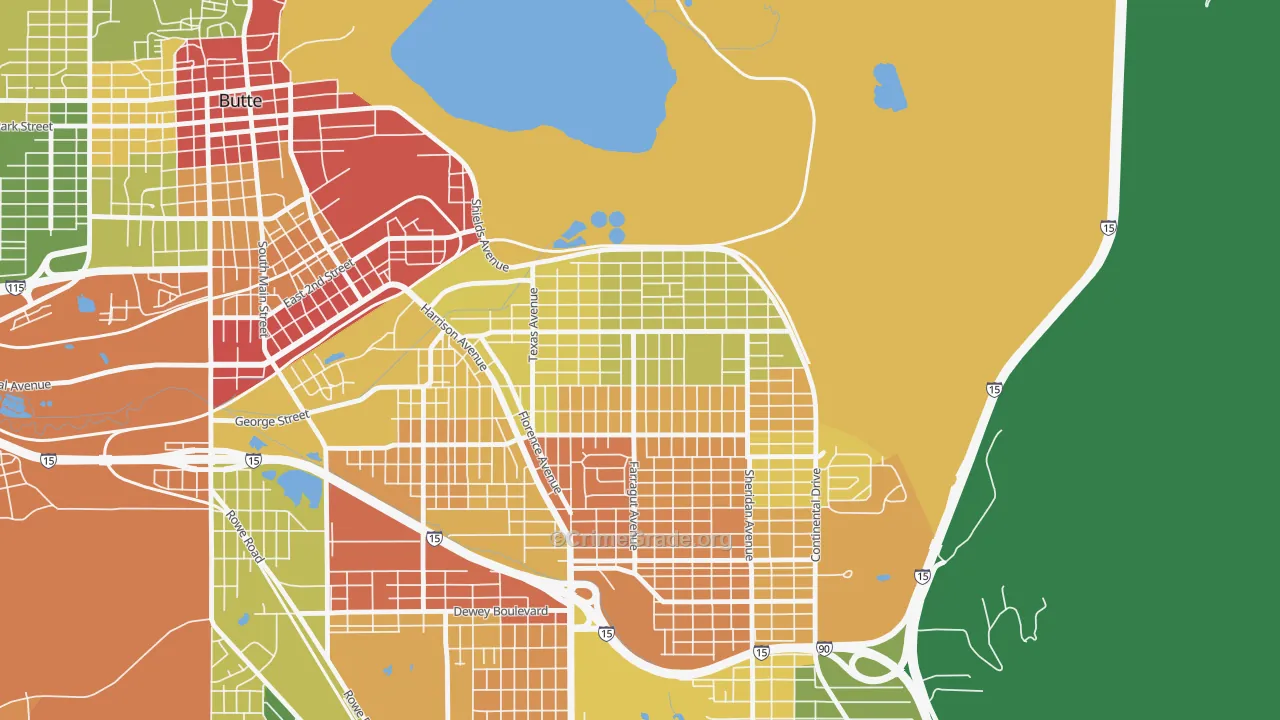 Silver Bow Park, Butte, MT Map of Drug-Related Crime Rates