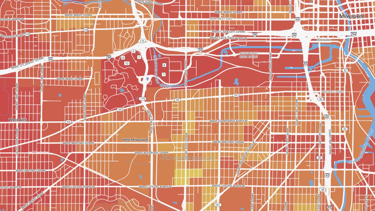 Silver City, Milwaukee, WI Map of Drug-Related Crime Rates