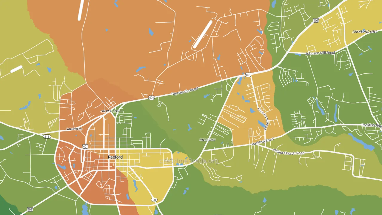 Silver City, NC Map of Drug-Related Crime Rates