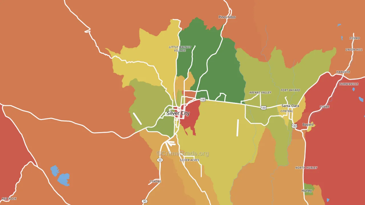 Silver City, NM Map of Drug-Related Crime Rates