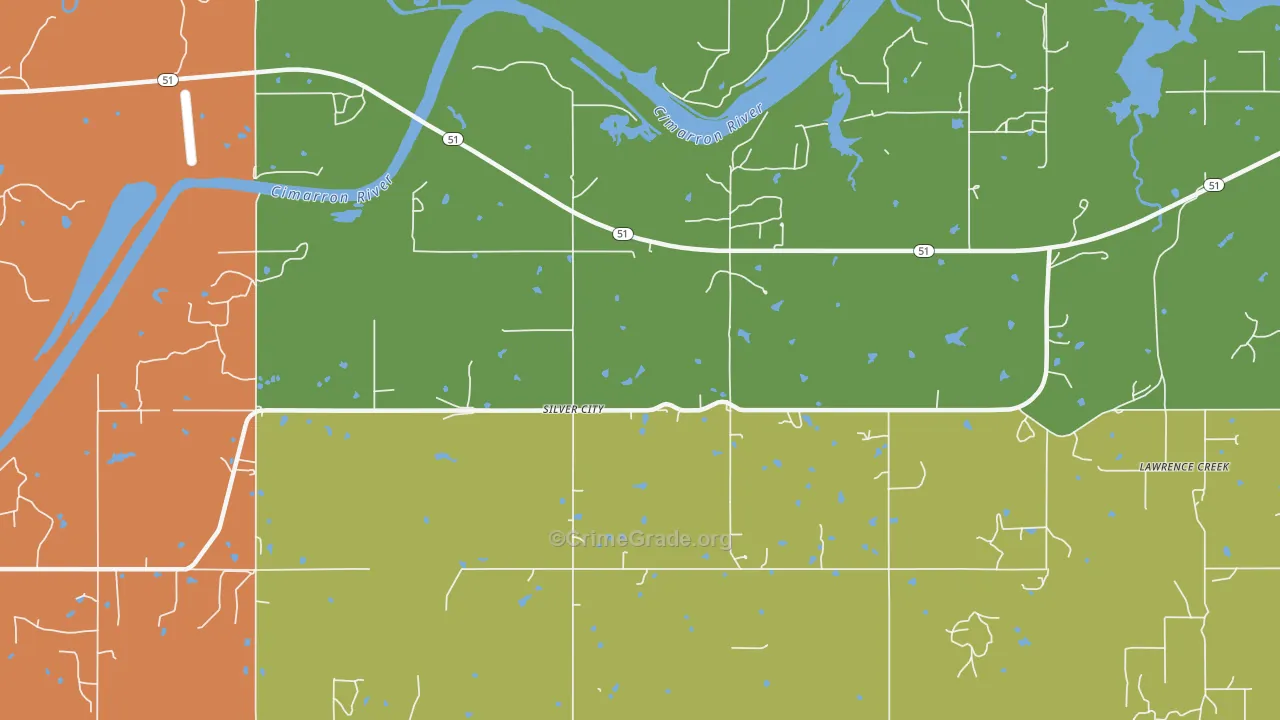 Silver City, OK Map of Drug-Related Crime Rates
