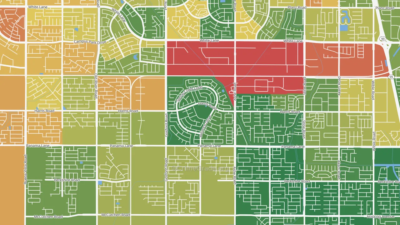 Silver Creek, Bakersfield, CA Map of Drug-Related Crime Rates