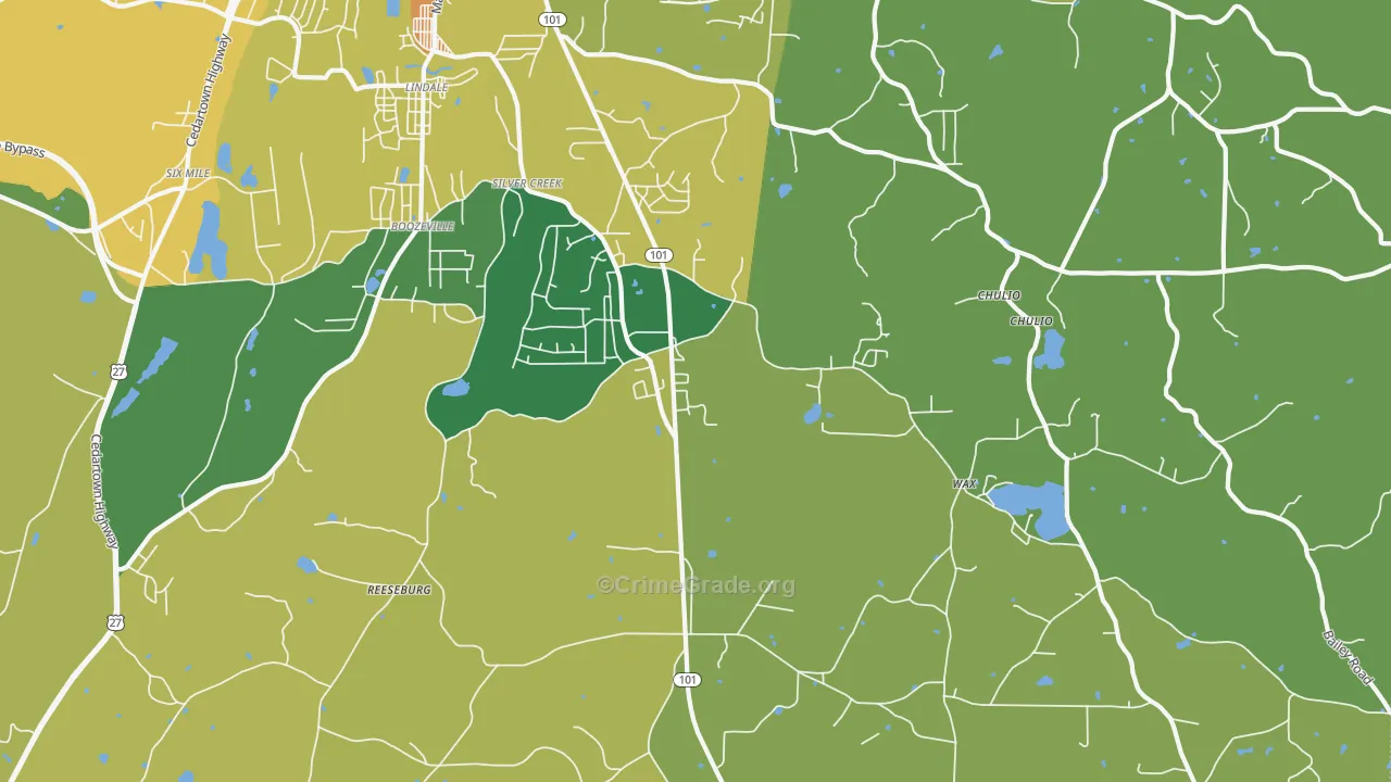 Silver Creek, GA Map of Drug-Related Crime Rates