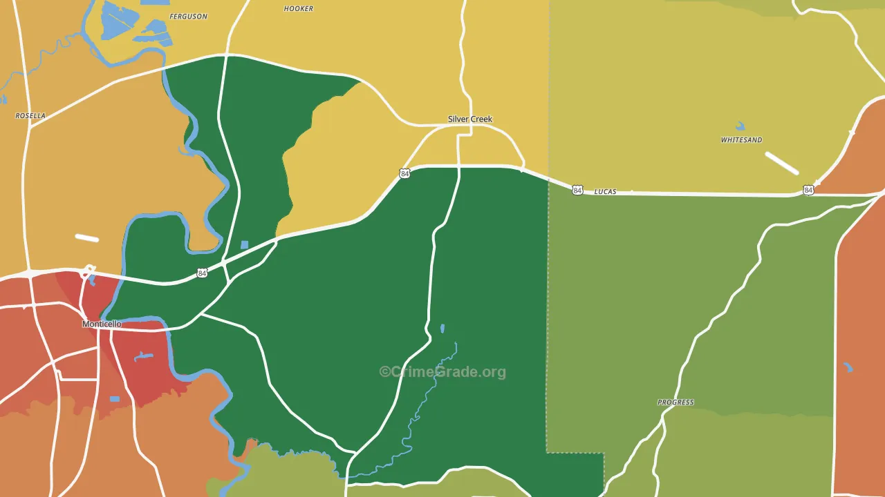 Silver Creek, MS Map of Drug-Related Crime Rates