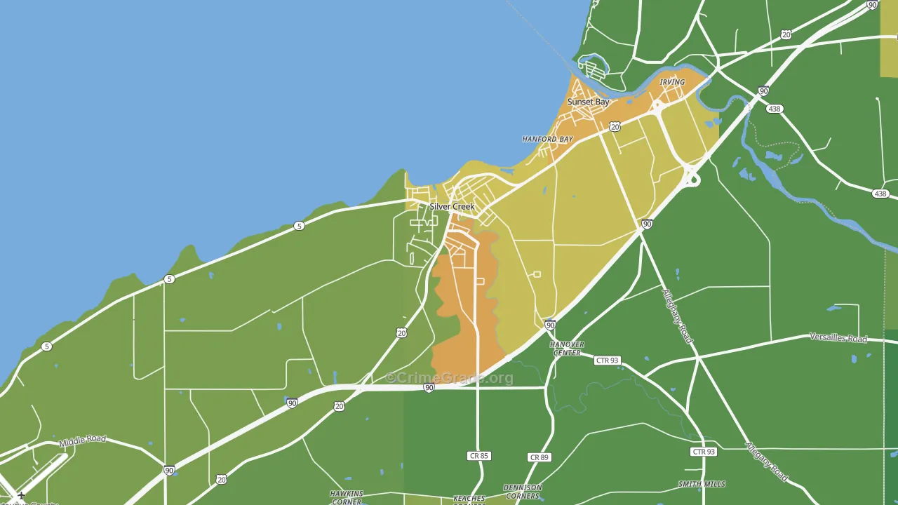 Silver Creek, NY Map of Drug-Related Crime Rates