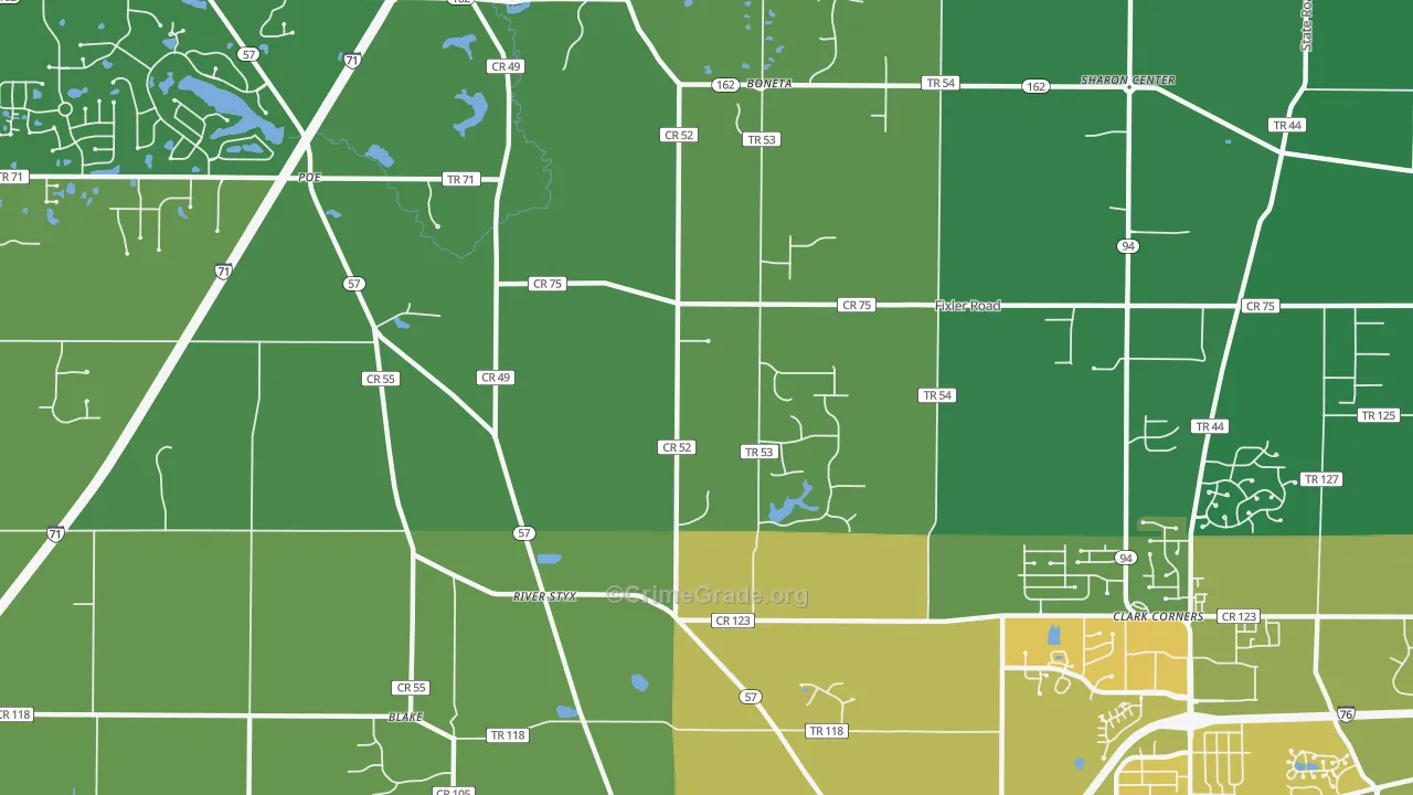 Silver Creek, OH Map of Drug-Related Crime Rates