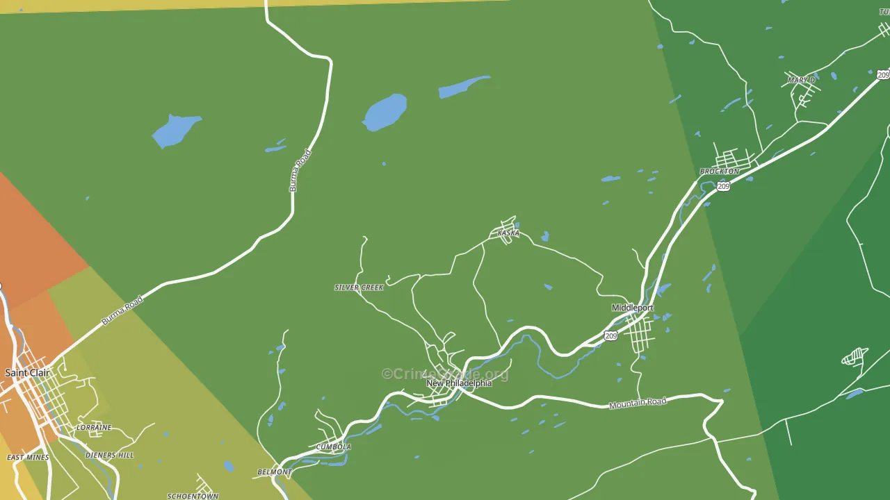Silver Creek, PA Map of Drug-Related Crime Rates