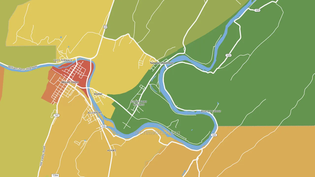 Silver Ford Heights, PA Map of Drug-Related Crime Rates