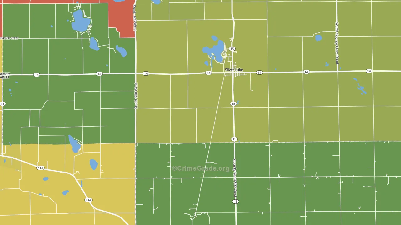 Silver Lake, IN Map of Drug-Related Crime Rates