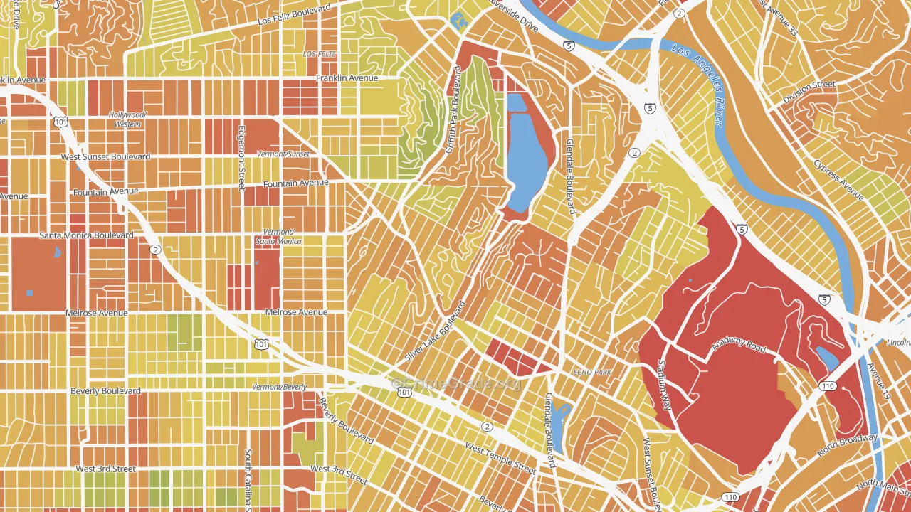 Silver Lake, Los Angeles, CA Map of Drug-Related Crime Rates