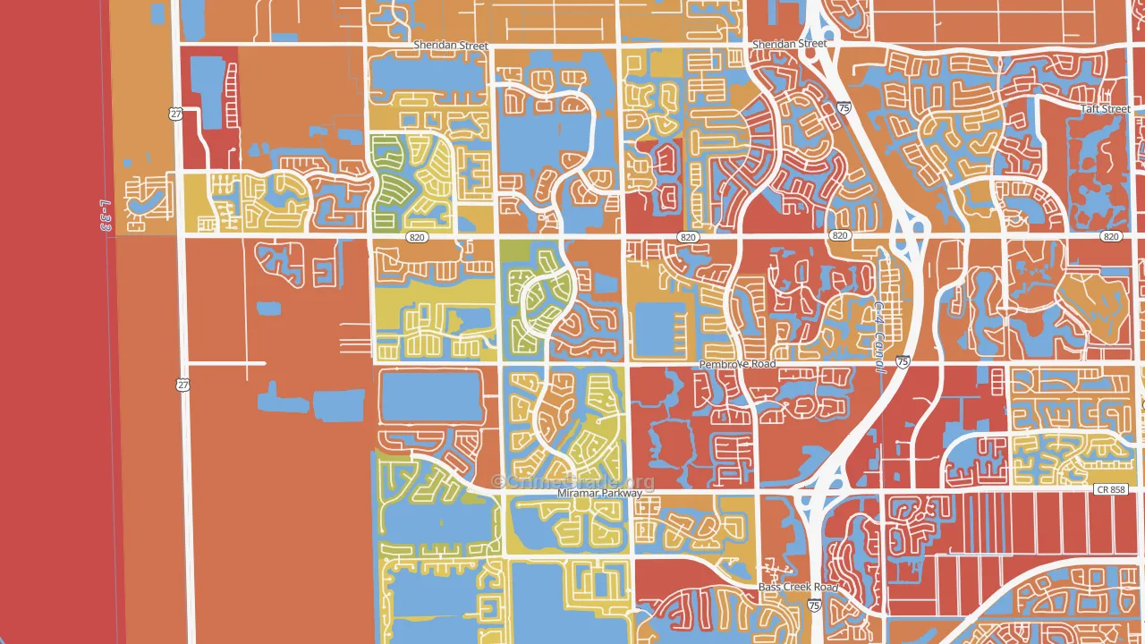 Silver Lakes, Pembroke Pines, FL Map of Drug-Related Crime Rates