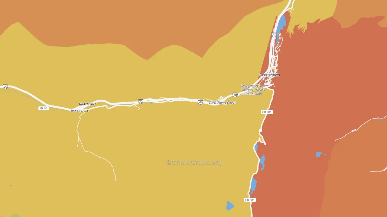Silver Plume, CO Map of Drug-Related Crime Rates