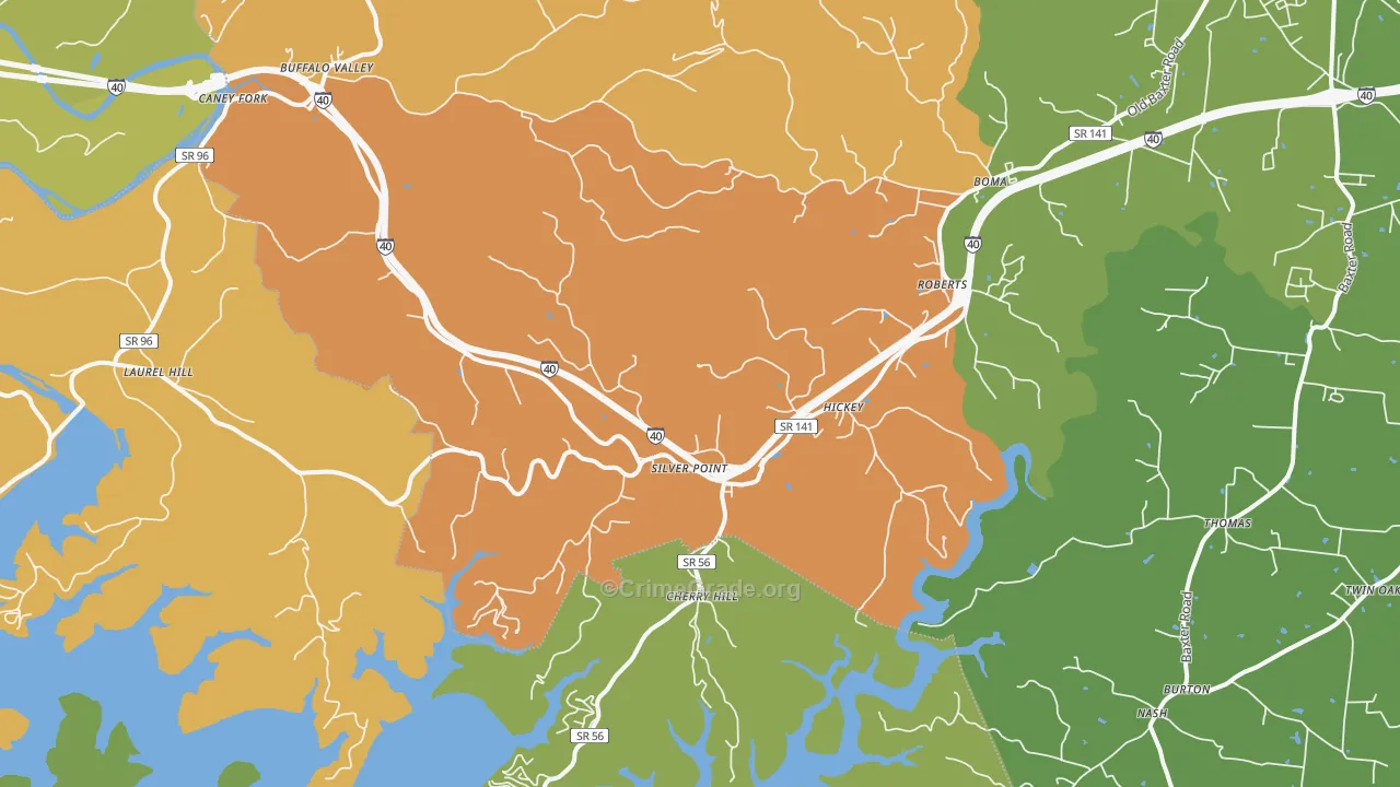 Silver Point, TN Map of Drug-Related Crime Rates