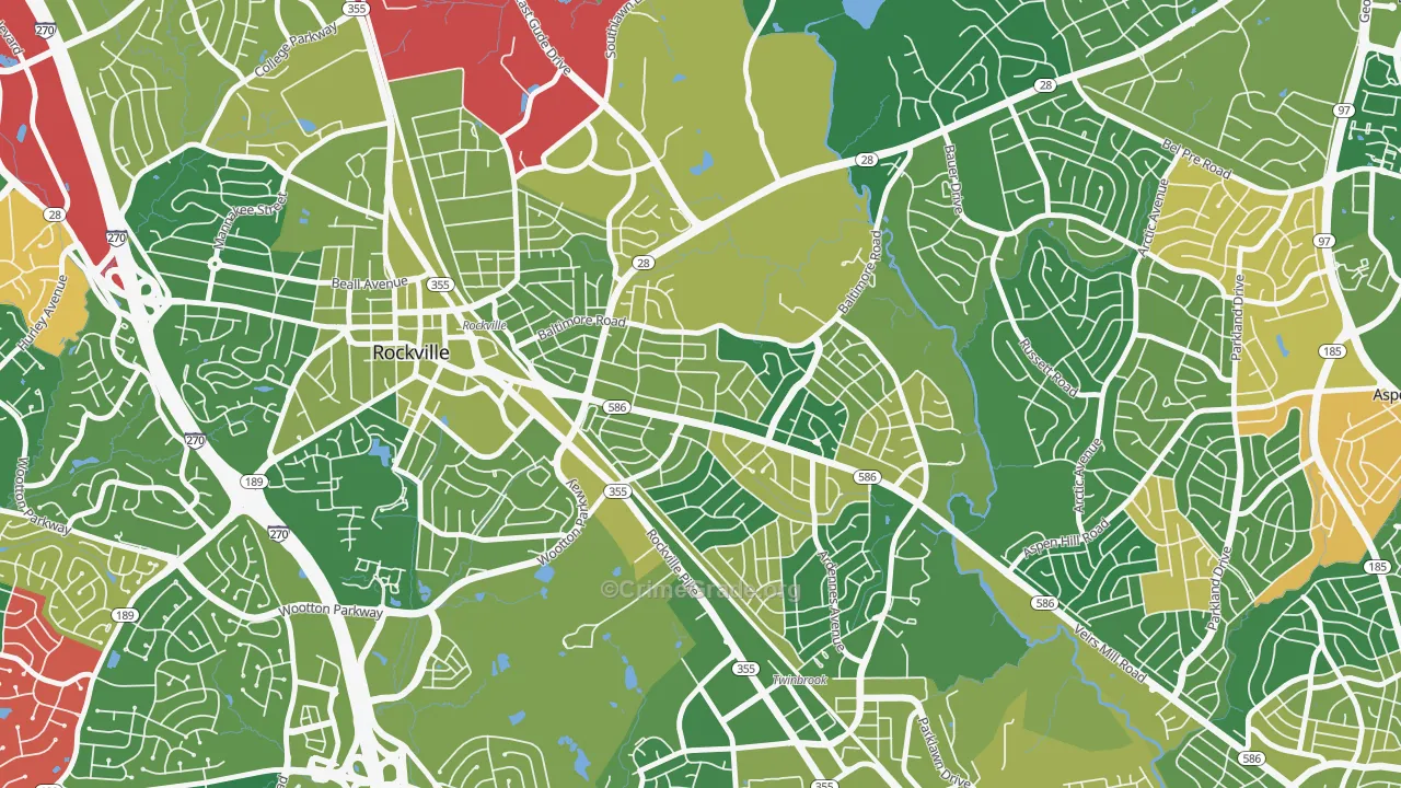 Silver Rock, Rockville, MD Map of Drug-Related Crime Rates