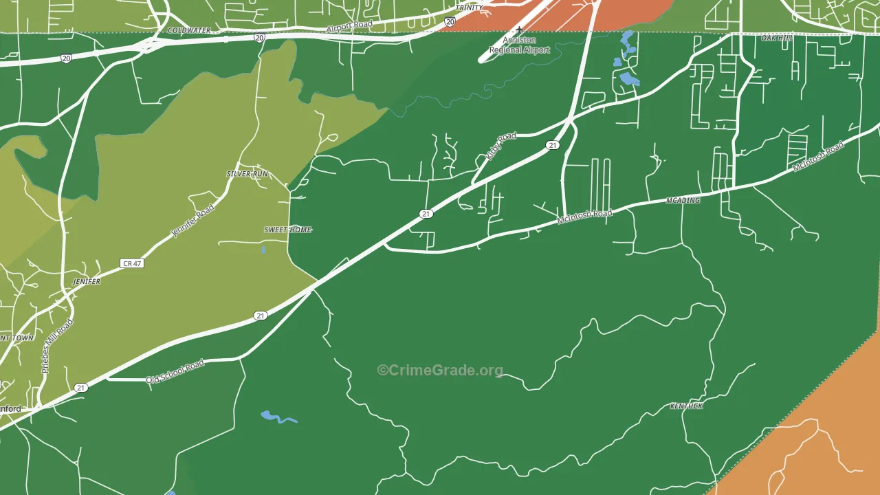 Silver Run, AL Map of Drug-Related Crime Rates