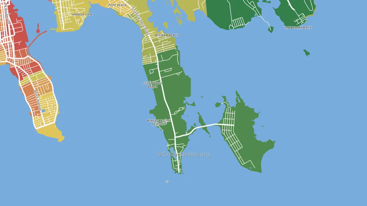 Silver Shell Beach, MA Map of Drug-Related Crime Rates