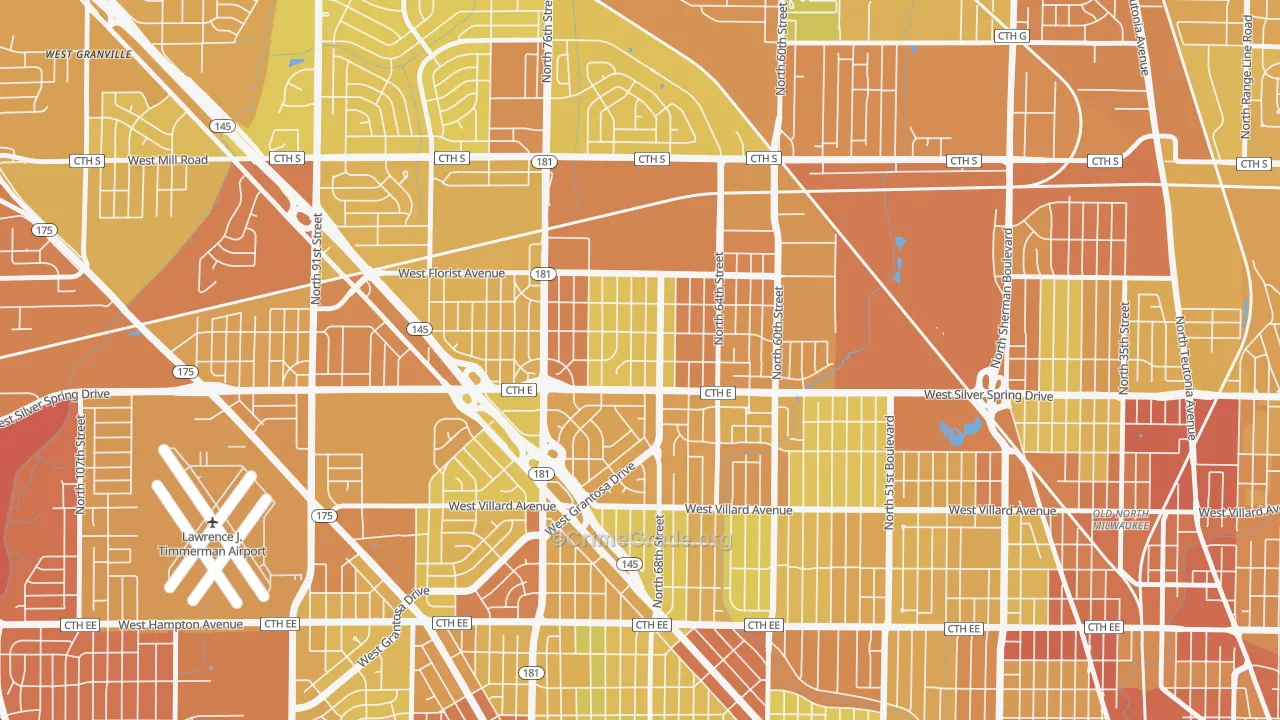 Silver Spring, Milwaukee, WI Map of Drug-Related Crime Rates