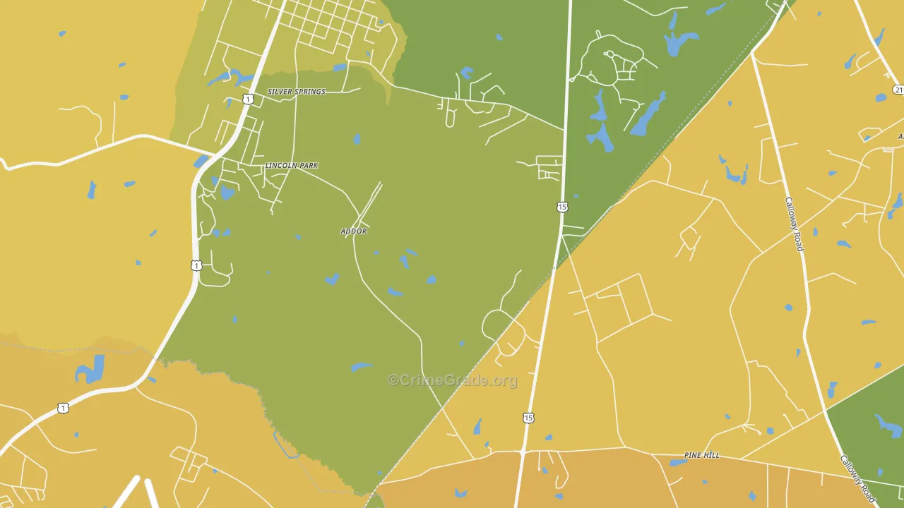 Silver Spring, NC Map of Drug-Related Crime Rates