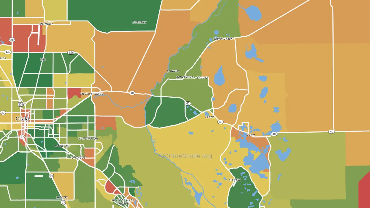 Silver Springs, FL Map of Drug-Related Crime Rates