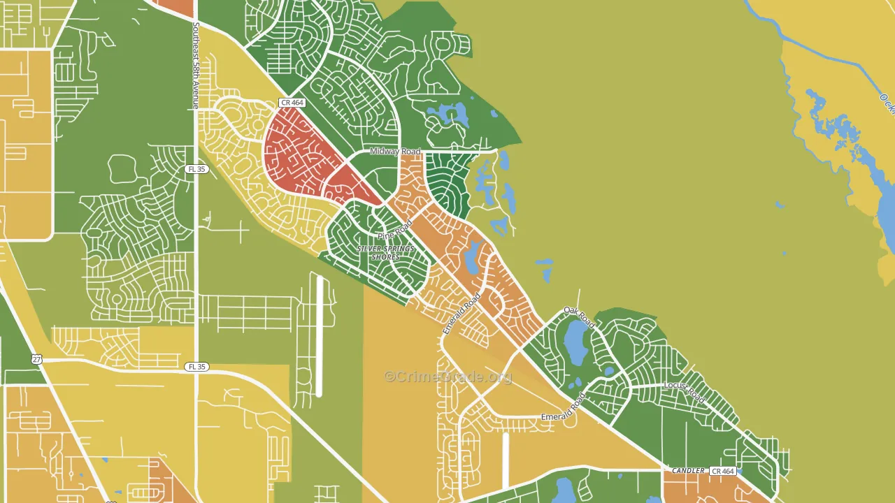 Silver Springs Shores, FL Map of Drug-Related Crime Rates
