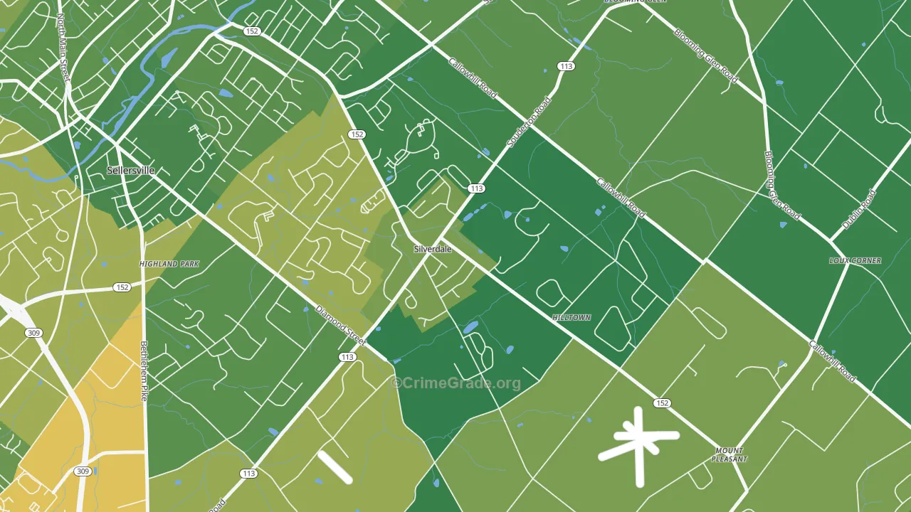 Silverdale, PA Map of Drug-Related Crime Rates