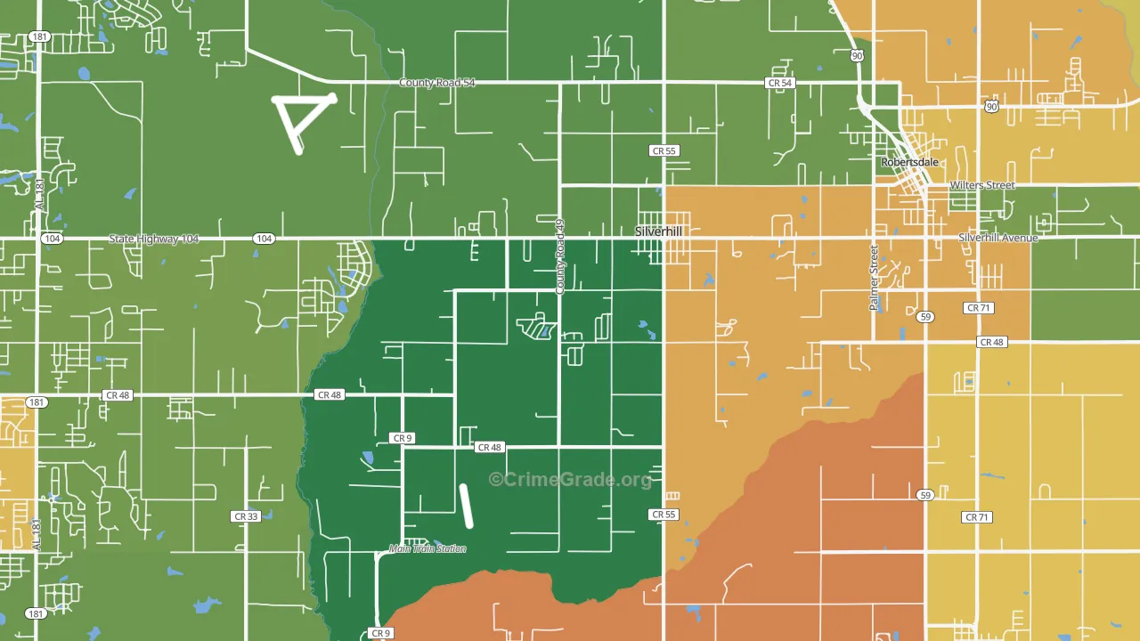 Silverhill, AL Map of Drug-Related Crime Rates