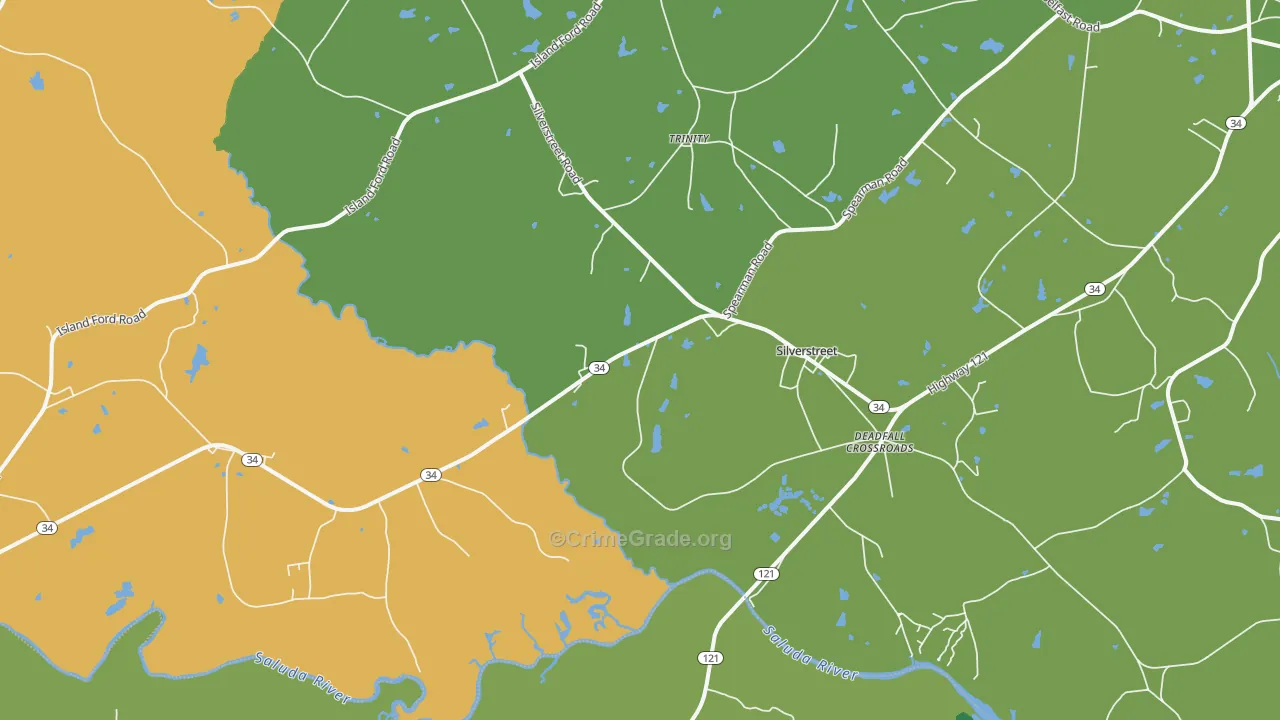 Silverstreet, SC Map of Drug-Related Crime Rates