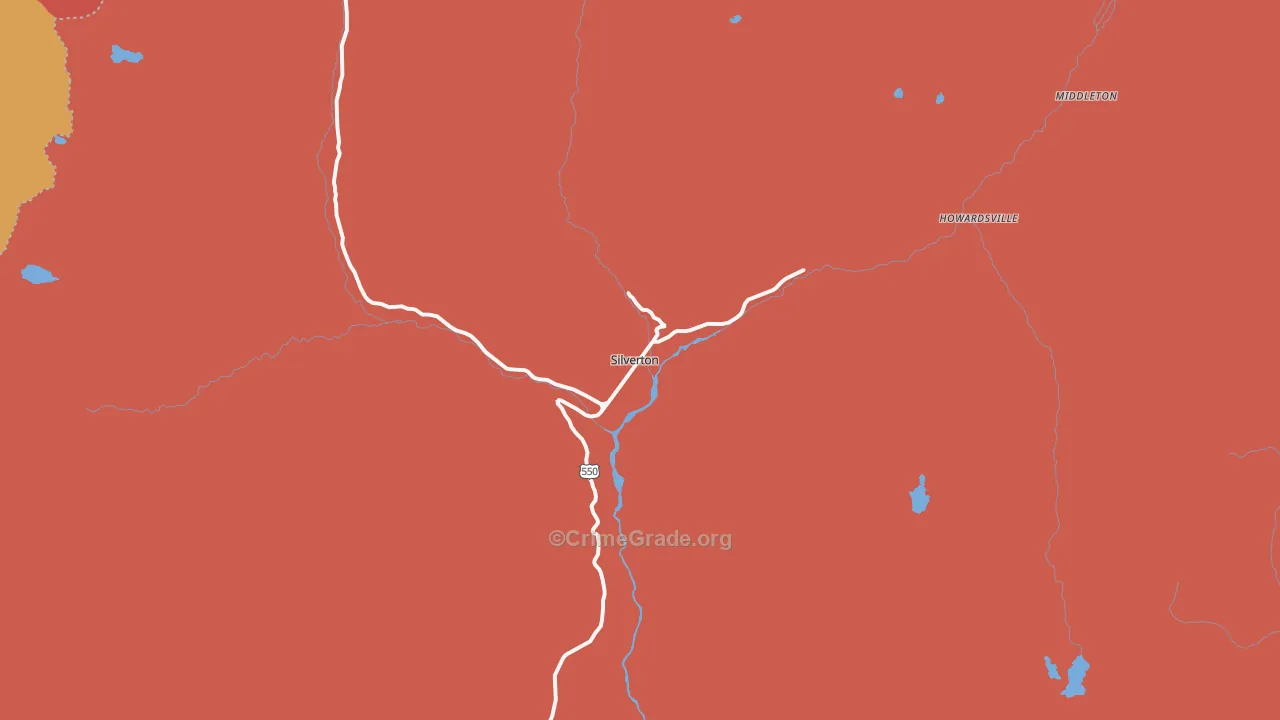 Silverton, CO Map of Drug-Related Crime Rates